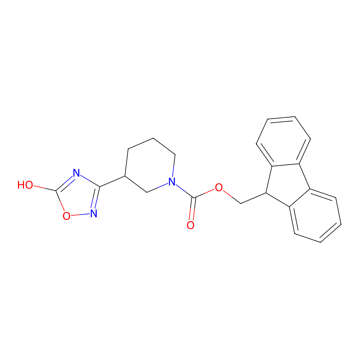 (9H-fluoren-9-yl)methyl 3-(5-hydroxy-1,2,4-oxadiazol-3-yl)piperidine-1-carboxylate molecular structure, CAS 2680696-98-2