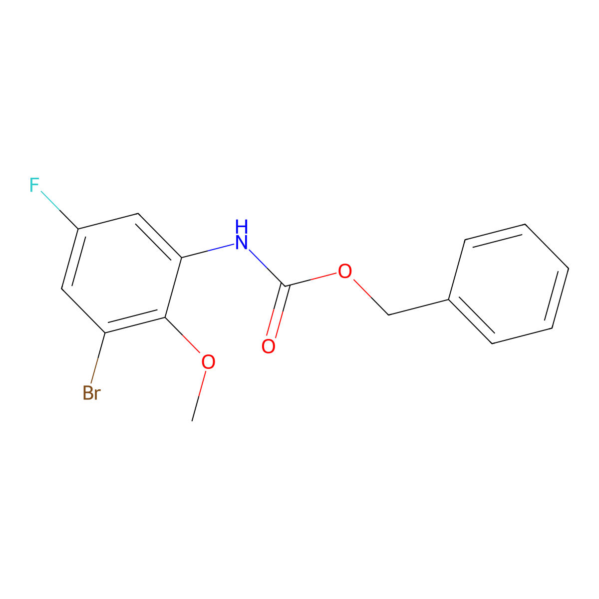 benzyl N-(3-bromo-5-fluoro-2-methoxyphenyl)carbamate molecular structure, CAS 2680697-11-2