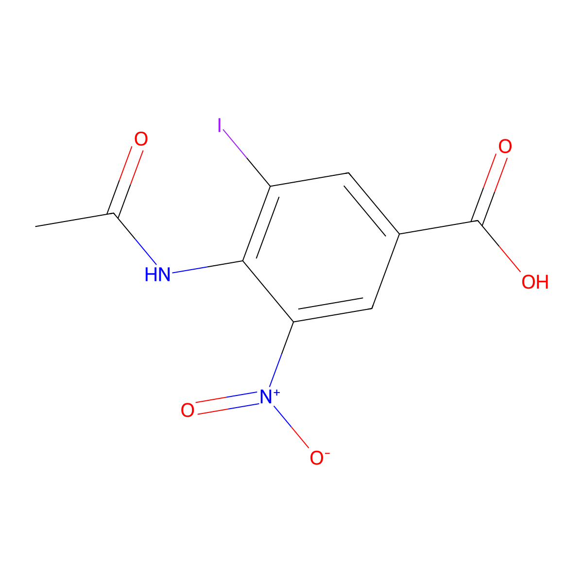 4-Acetamido-3-iodo-5-nitrobenzoic acid molecular structure, CAS 2680697-15-6