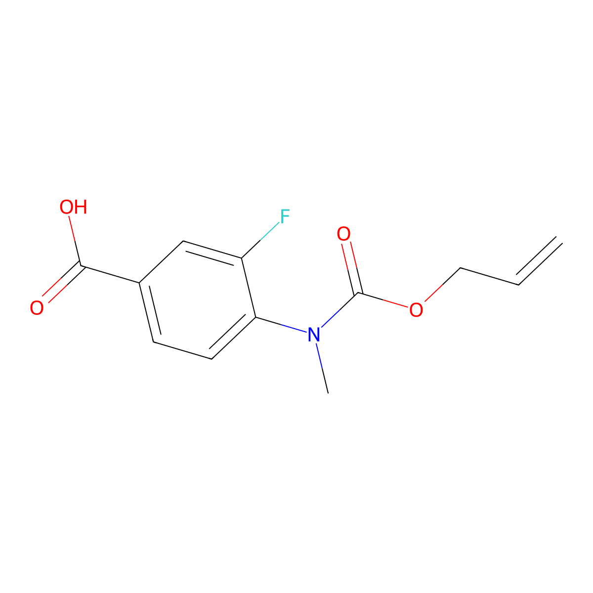 3-Fluoro-4-{methyl[(prop-2-en-1-yloxy)carbonyl]amino}benzoic acid molecular structure, CAS 2680697-18-9