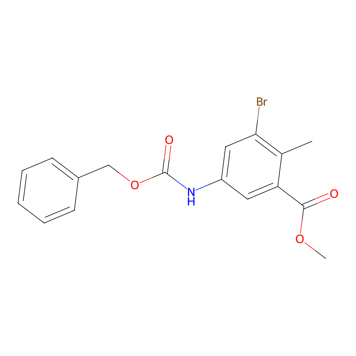 Methyl 5-{[(benzyloxy)carbonyl]amino}-3-bromo-2-methylbenzoate molecular structure, CAS 2680697-20-3