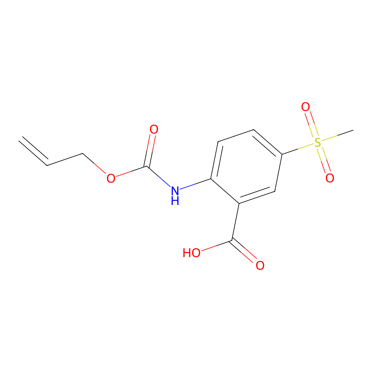 5-Methanesulfonyl-2-{[(prop-2-en-1-yloxy)carbonyl]amino}benzoic acid molecular structure, CAS 2680697-21-4