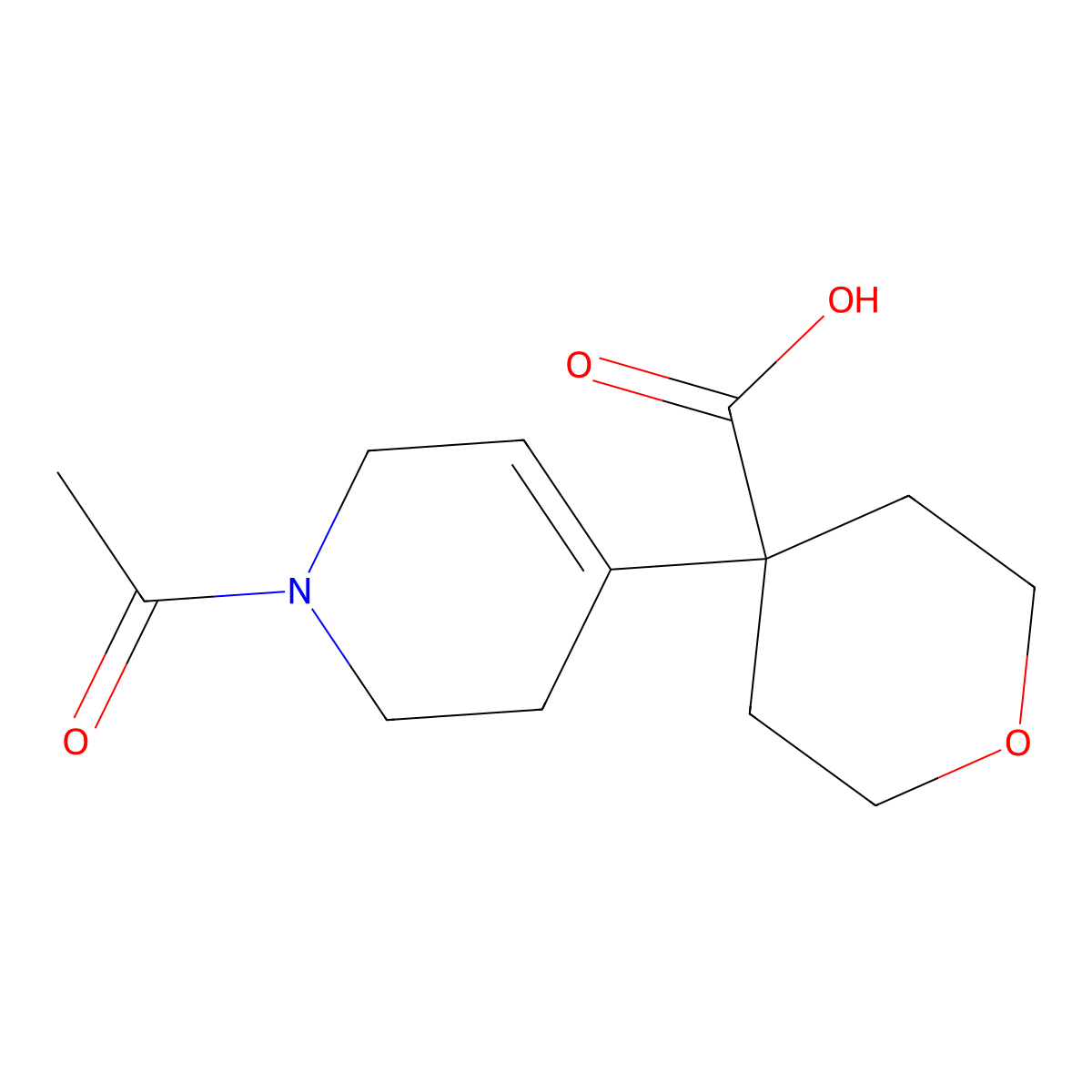 4-(1-Acetyl-1,2,3,6-tetrahydropyridin-4-yl)oxane-4-carboxylic acid molecular structure, CAS 2680697-22-5