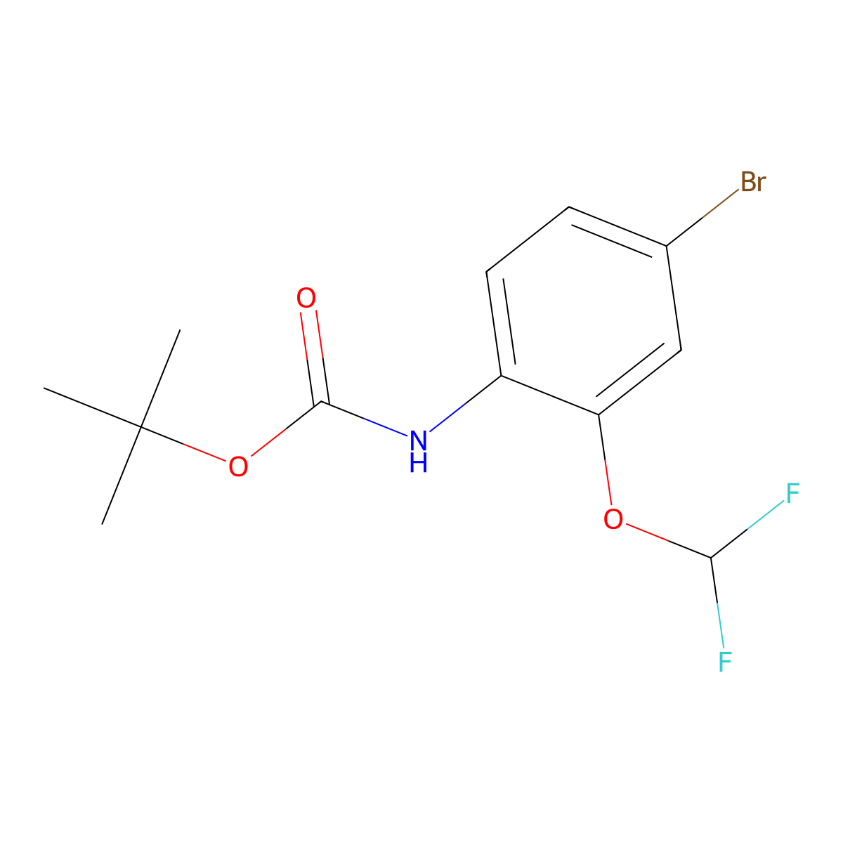 tert-butyl N-[4-bromo-2-(difluoromethoxy)phenyl]carbamate molecular structure, CAS 2680697-23-6