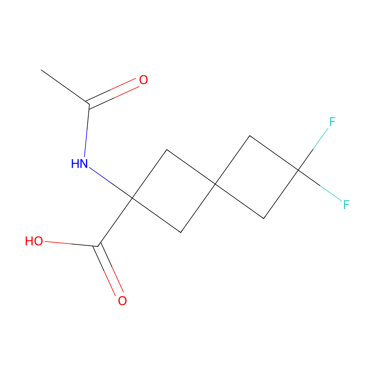 2-Acetamido-6,6-difluorospiro[3.3]heptane-2-carboxylic acid molecular structure, CAS 2680697-26-9