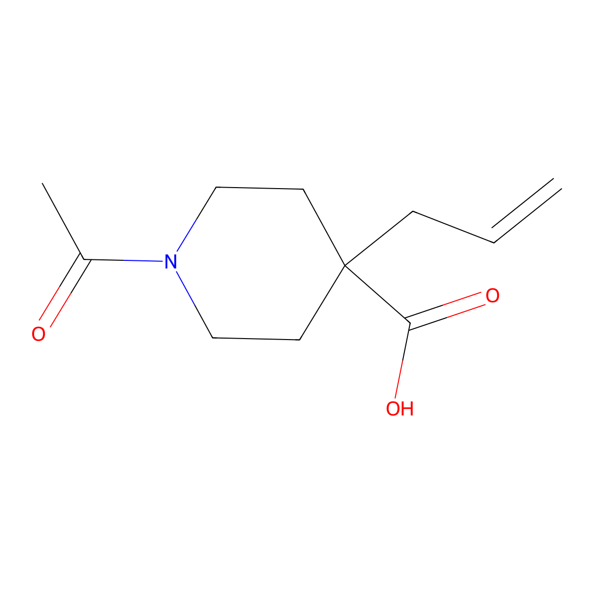 1-Acetyl-4-(prop-2-en-1-yl)piperidine-4-carboxylic acid molecular structure, CAS 2680697-41-8