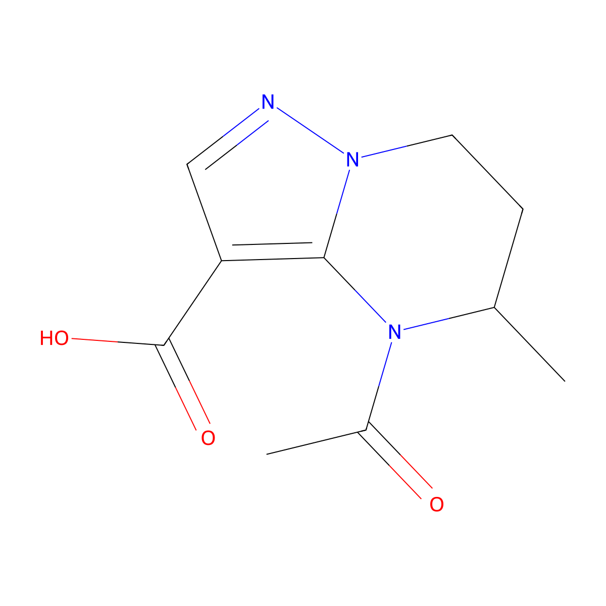 4-acetyl-5-methyl-4H,5H,6H,7H-pyrazolo[1,5-a]pyrimidine-3-carboxylic acid molecular structure, CAS 2680697-45-2
