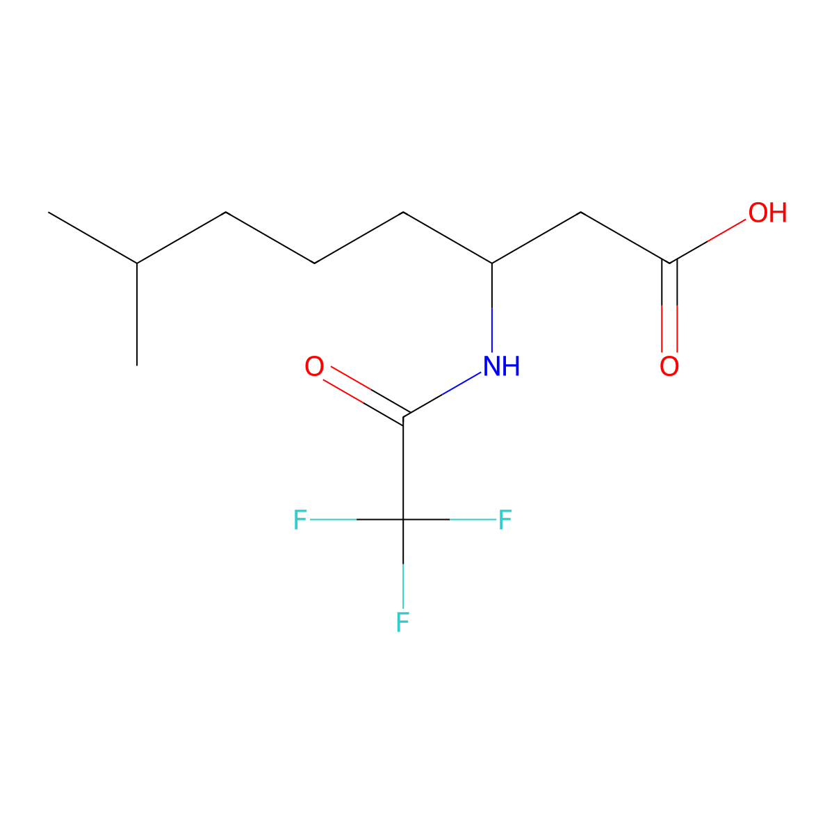 7-Methyl-3-(2,2,2-trifluoroacetamido)octanoic acid molecular structure, CAS 2680697-64-5