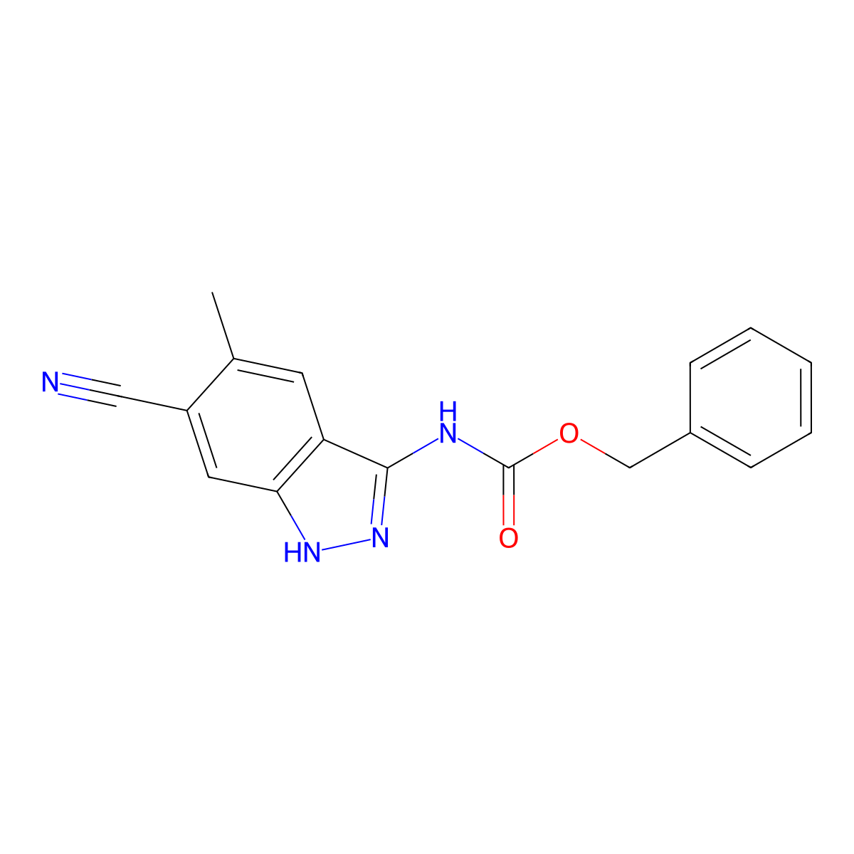 benzyl N-(6-cyano-5-methyl-1H-indazol-3-yl)carbamate molecular structure, CAS 2680697-66-7