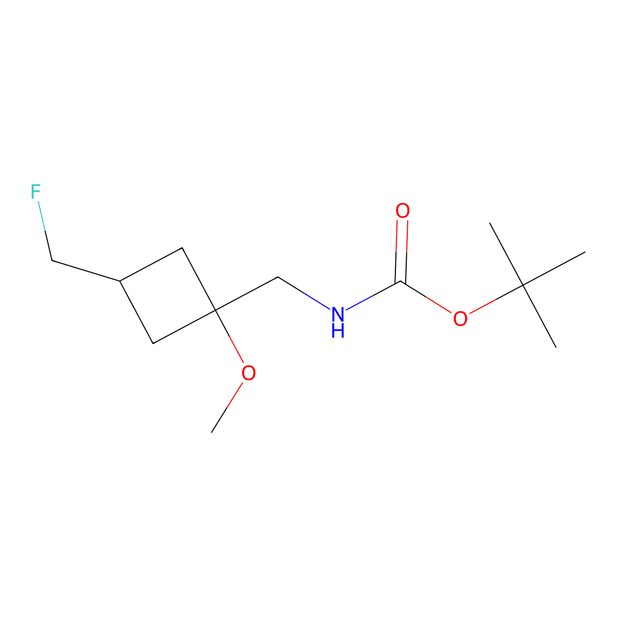 tert-butyl N-{[3-(fluoromethyl)-1-methoxycyclobutyl]methyl}carbamate molecular structure, CAS 2680697-67-8