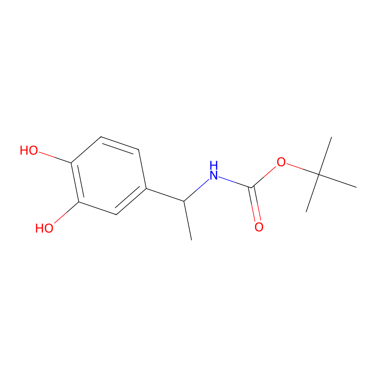 tert-butyl N-[1-(3,4-dihydroxyphenyl)ethyl]carbamate molecular structure, CAS 2680697-77-0