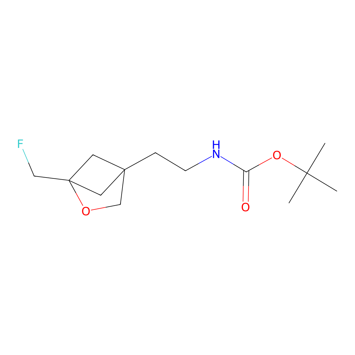 tert-butyl N-{2-[1-(fluoromethyl)-2-oxabicyclo[2.1.1]hexan-4-yl]ethyl}carbamate molecular structure, CAS 2680697-81-6