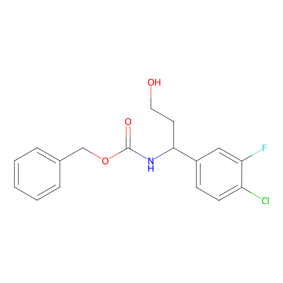 benzyl N-[1-(4-chloro-3-fluorophenyl)-3-hydroxypropyl]carbamate molecular structure, CAS 2680697-91-8