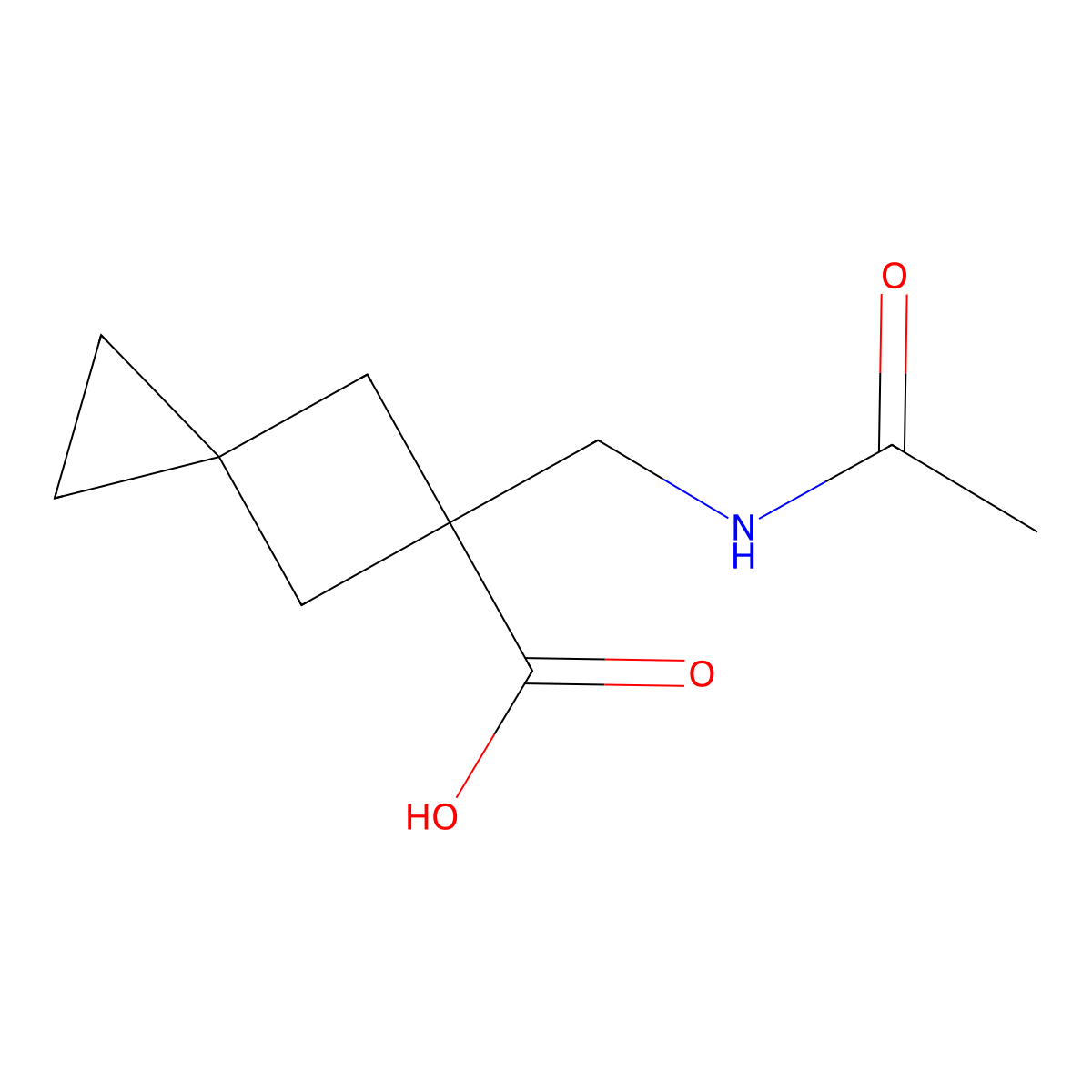 5-(Acetamidomethyl)spiro[2.3]hexane-5-carboxylic acid molecular structure, CAS 2680698-14-8
