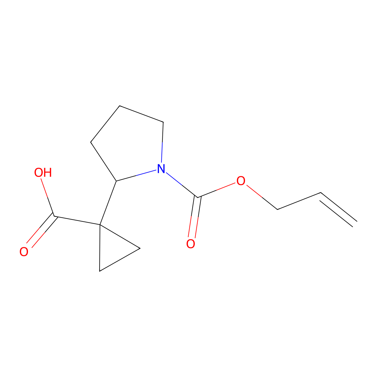1-{1-[(Prop-2-en-1-yloxy)carbonyl]pyrrolidin-2-yl}cyclopropane-1-carboxylic acid molecular structure, CAS 2680698-16-0