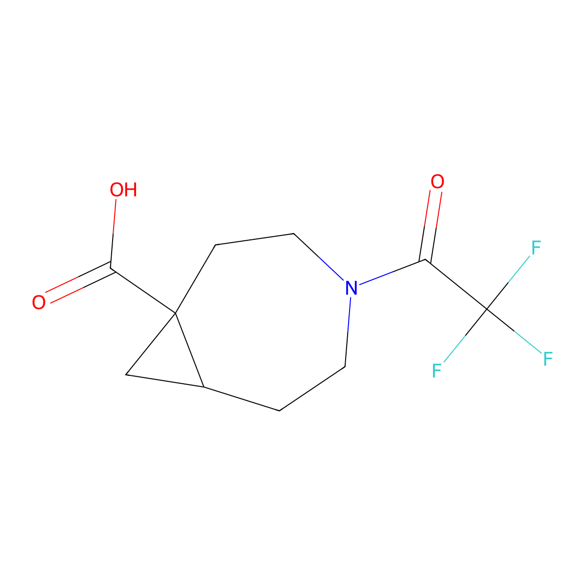 4-(2,2,2-Trifluoroacetyl)-4-azabicyclo[5.1.0]octane-1-carboxylic acid molecular structure, CAS 2680698-21-7