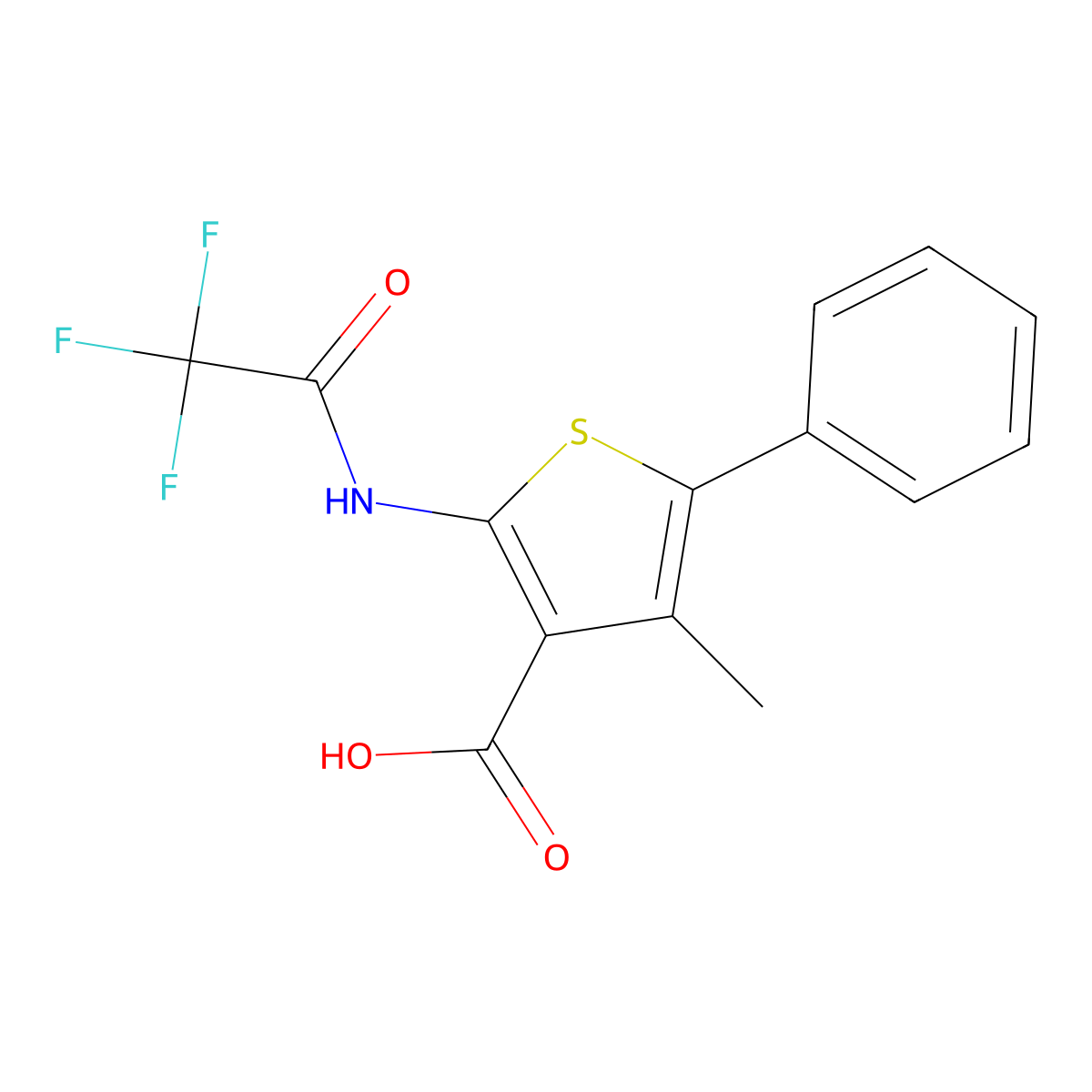 4-Methyl-5-phenyl-2-(2,2,2-trifluoroacetamido)thiophene-3-carboxylic acid molecular structure, CAS 2680698-24-0