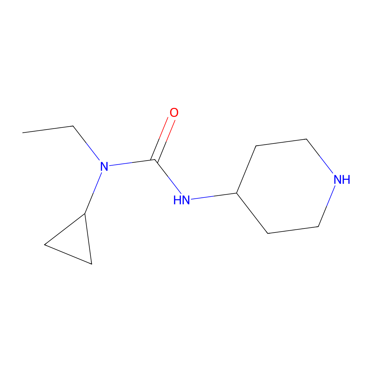 3-Cyclopropyl-3-ethyl-1-(piperidin-4-yl)urea molecular structure, CAS 2680698-38-6
