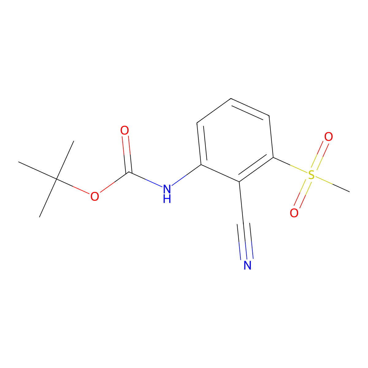 tert-butyl N-(2-cyano-3-methanesulfonylphenyl)carbamate molecular structure, CAS 2680698-47-7