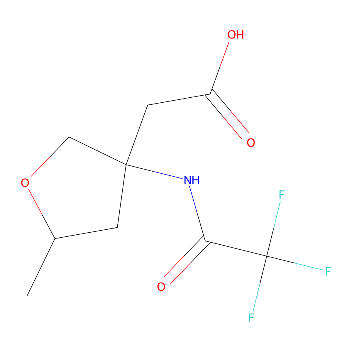 2-[5-Methyl-3-(2,2,2-trifluoroacetamido)oxolan-3-yl]acetic acid molecular structure, CAS 2680698-50-2