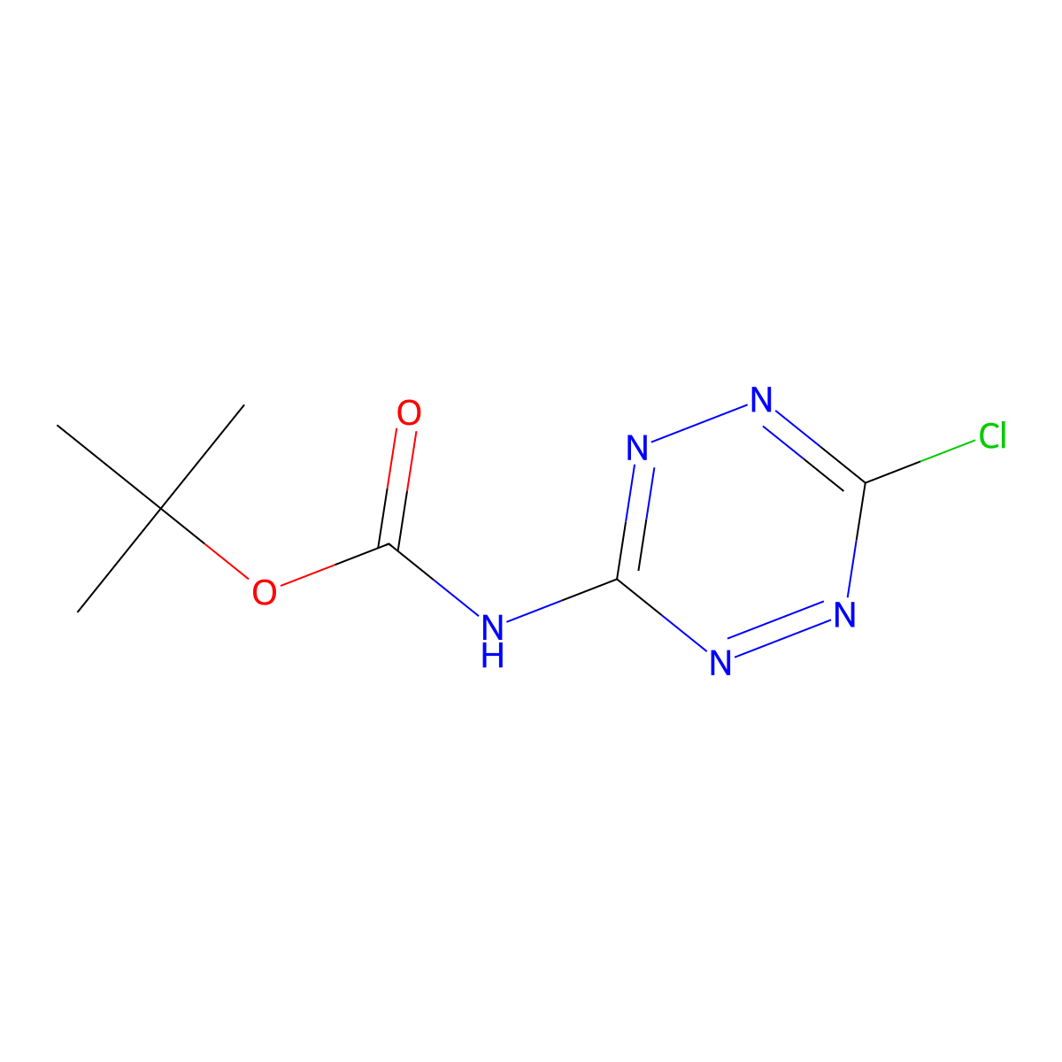 tert-butyl N-(6-chloro-1,2,4,5-tetrazin-3-yl)carbamate molecular structure, CAS 2680698-52-4