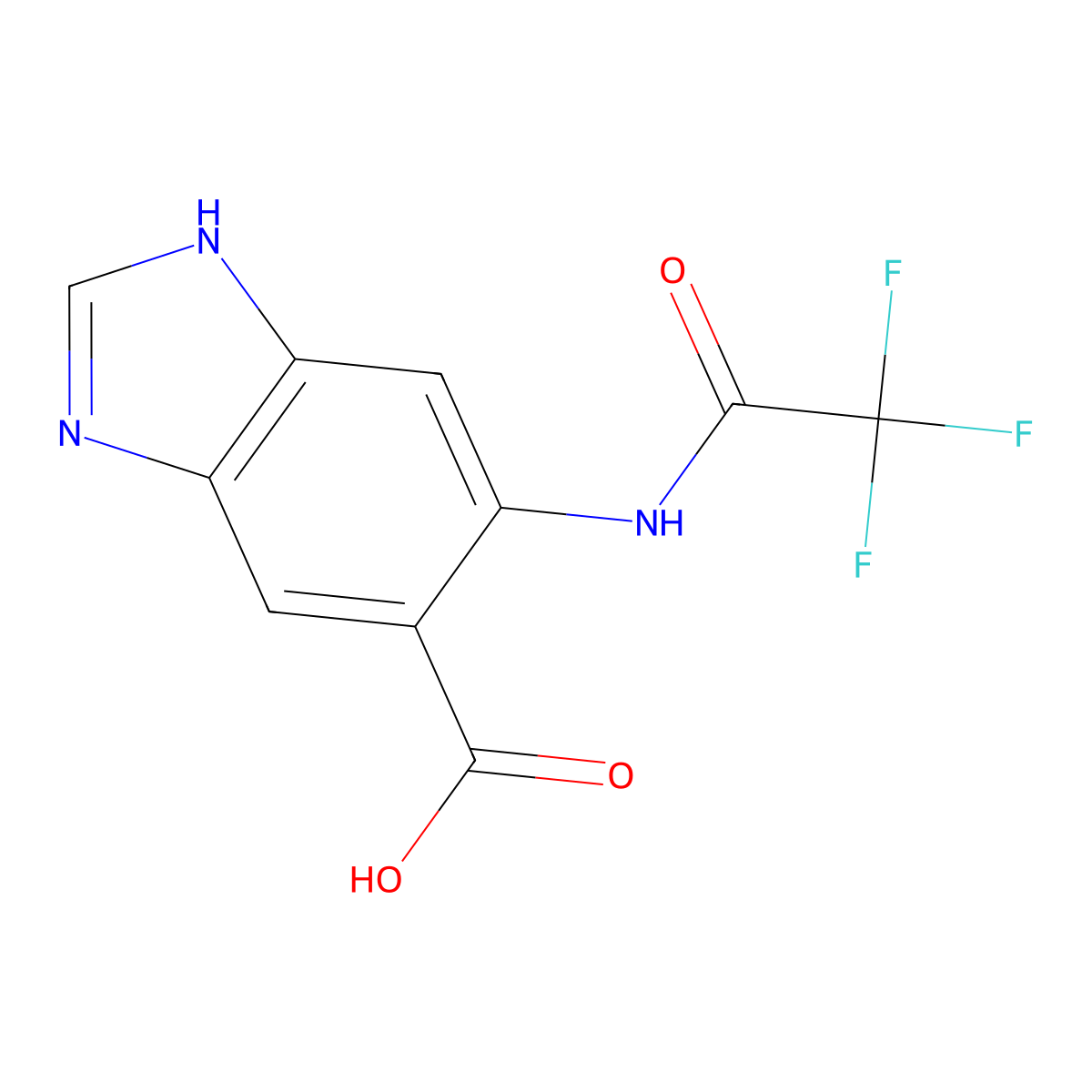 6-(2,2,2-trifluoroacetamido)-1H-1,3-benzodiazole-5-carboxylic acid molecular structure, CAS 2680698-56-8