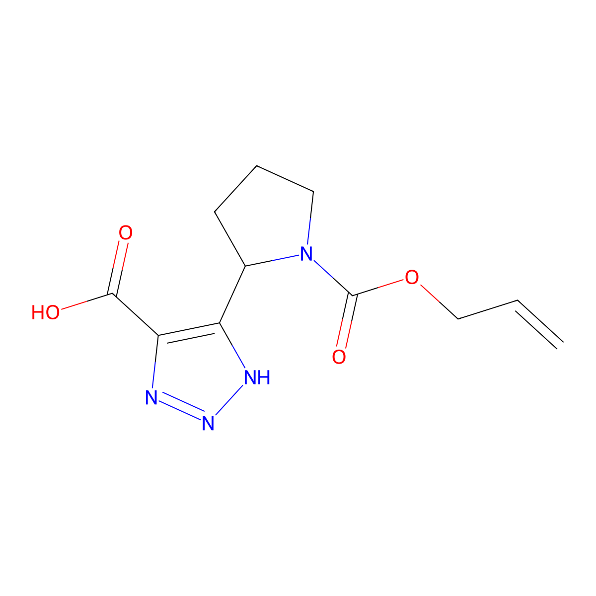 5-{1-[(prop-2-en-1-yloxy)carbonyl]pyrrolidin-2-yl}-1H-1,2,3-triazole-4-carboxylic acid molecular structure, CAS 2680698-71-7