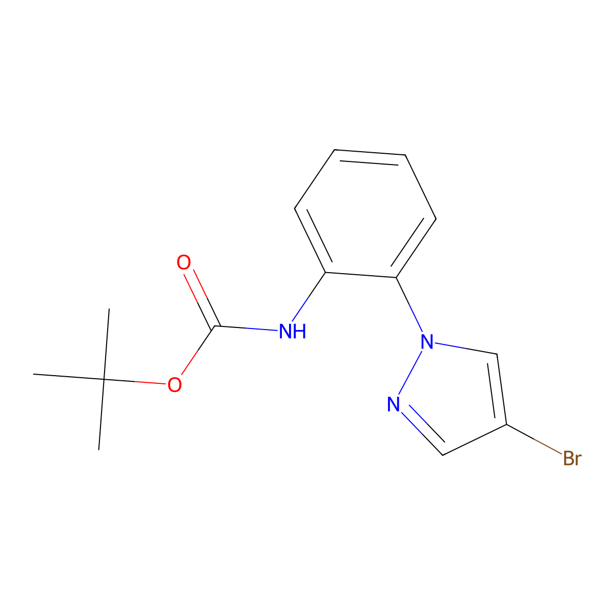 tert-butyl N-[2-(4-bromo-1H-pyrazol-1-yl)phenyl]carbamate molecular structure, CAS 2680698-79-5