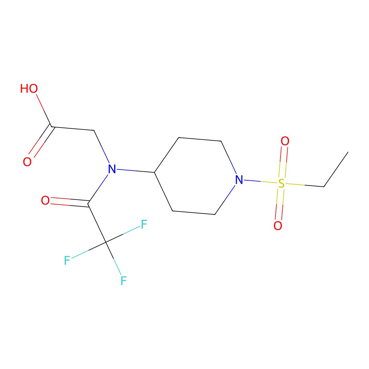 2-{N-[1-(ethanesulfonyl)piperidin-4-yl]-2,2,2-trifluoroacetamido}acetic acid molecular structure, CAS 2680698-88-6