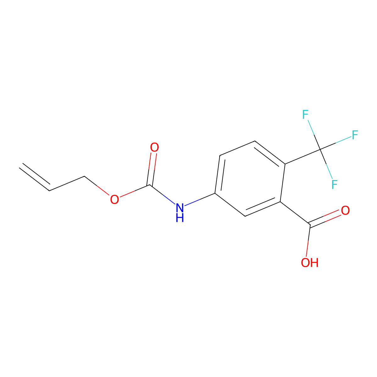 5-{[(Prop-2-en-1-yloxy)carbonyl]amino}-2-(trifluoromethyl)benzoic acid molecular structure, CAS 2680698-92-2