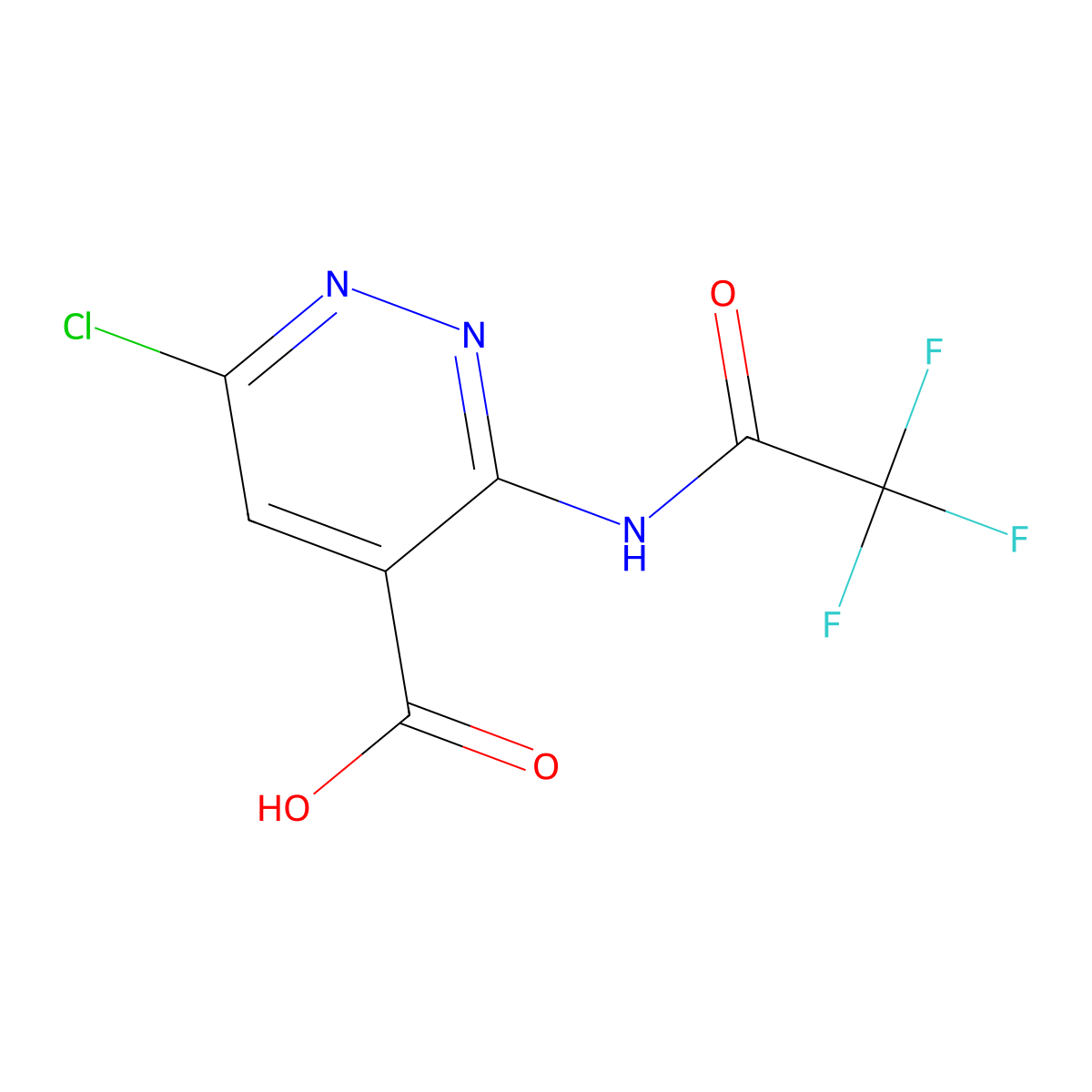 6-Chloro-3-(2,2,2-trifluoroacetamido)pyridazine-4-carboxylic acid molecular structure, CAS 2680698-94-4