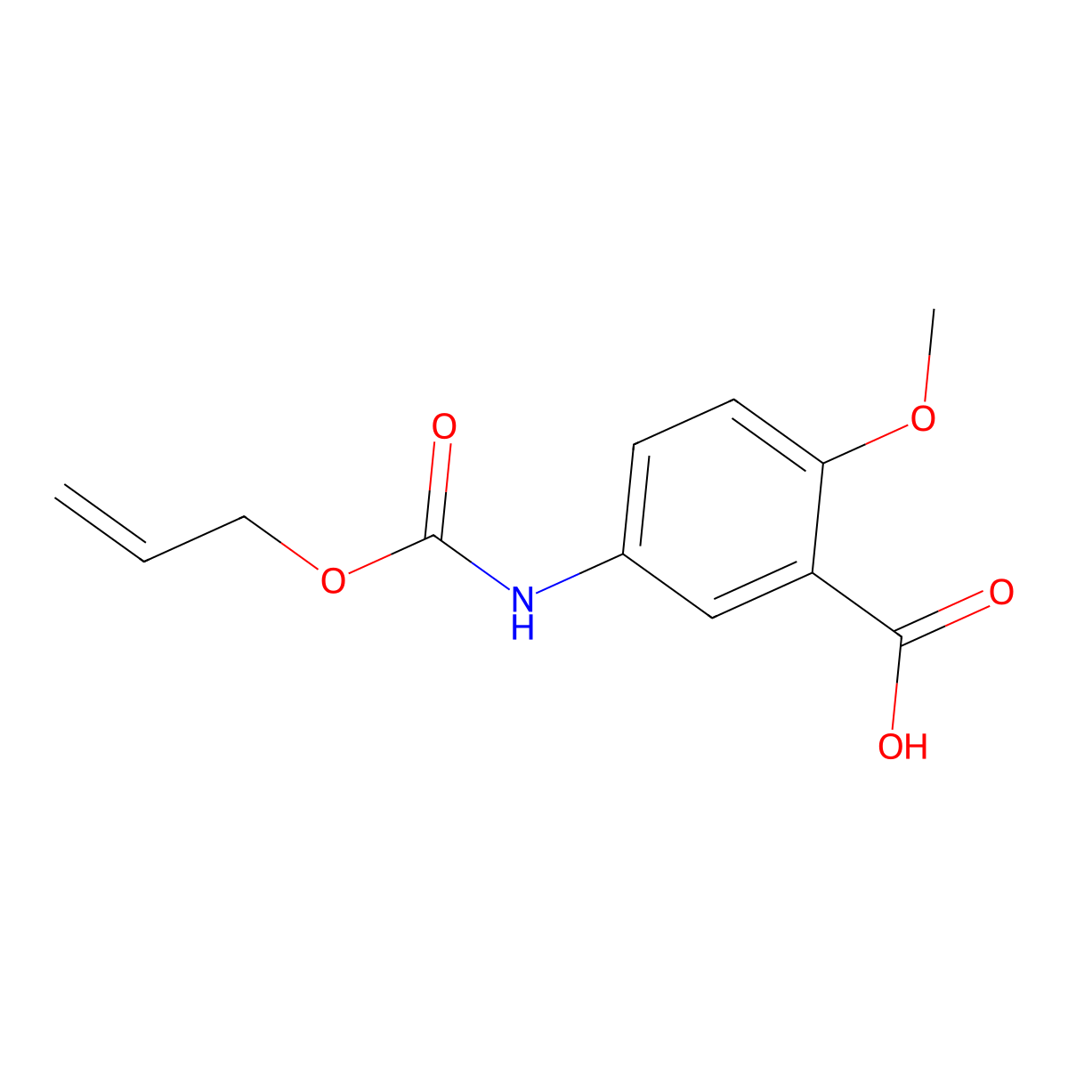 2-Methoxy-5-{[(prop-2-en-1-yloxy)carbonyl]amino}benzoic acid molecular structure, CAS 2680699-04-9