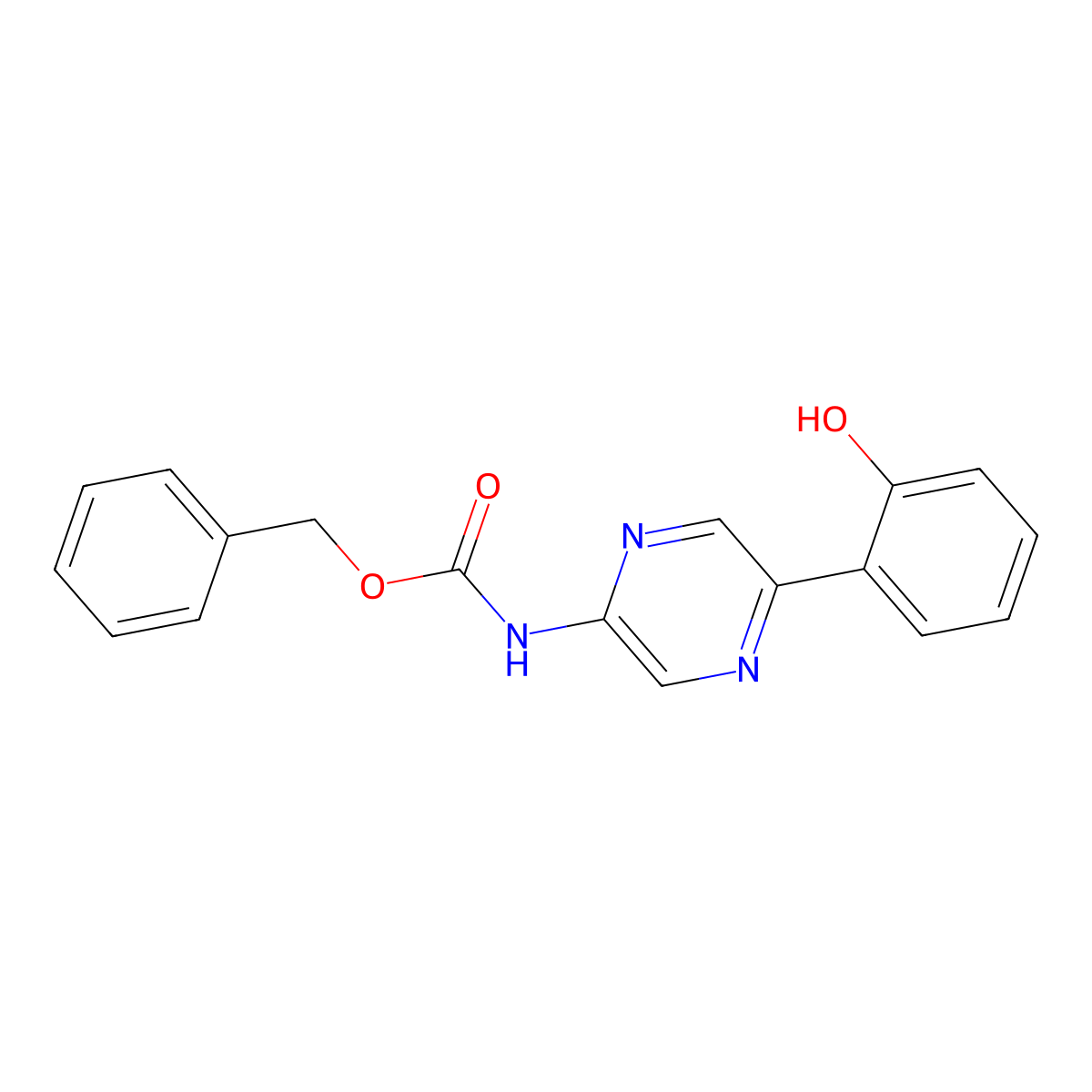 benzyl N-[5-(2-hydroxyphenyl)pyrazin-2-yl]carbamate molecular structure, CAS 2680699-06-1