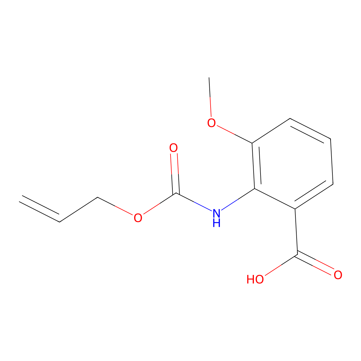 3-Methoxy-2-{[(prop-2-en-1-yloxy)carbonyl]amino}benzoic acid molecular structure, CAS 2680699-08-3