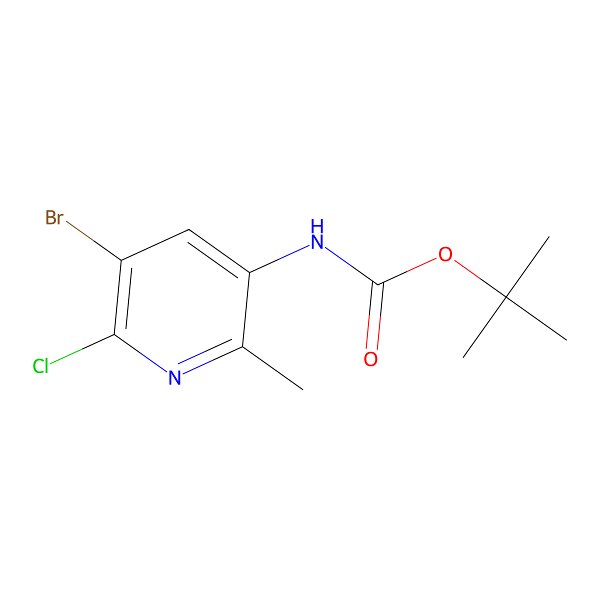 tert-butyl N-(5-bromo-6-chloro-2-methylpyridin-3-yl)carbamate molecular structure, CAS 2680699-11-8