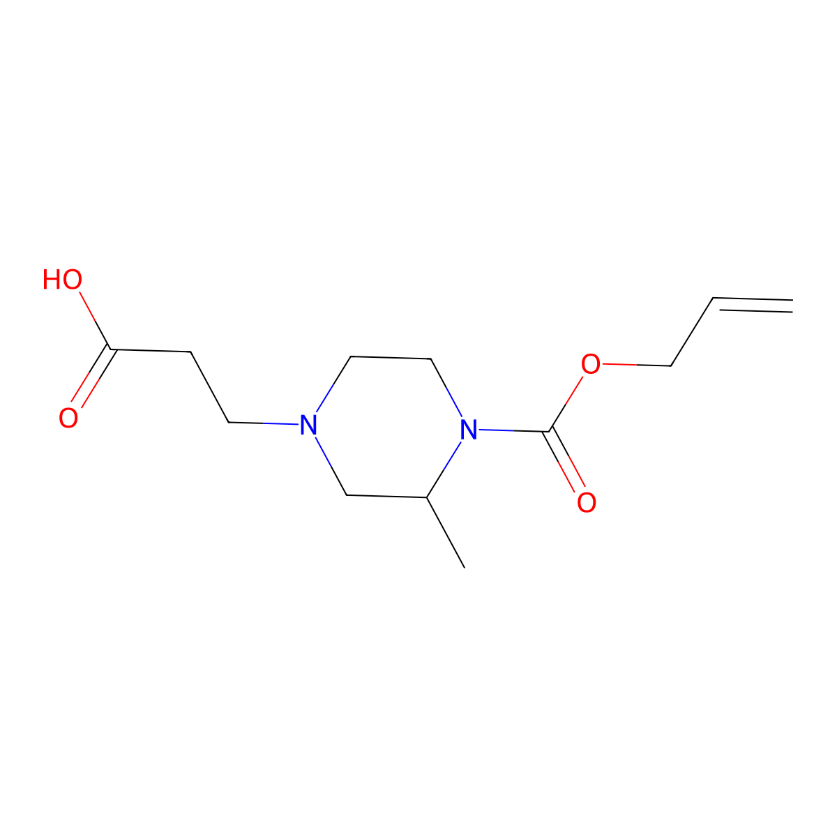 3-{3-Methyl-4-[(prop-2-en-1-yloxy)carbonyl]piperazin-1-yl}propanoic acid molecular structure, CAS 2680699-15-2