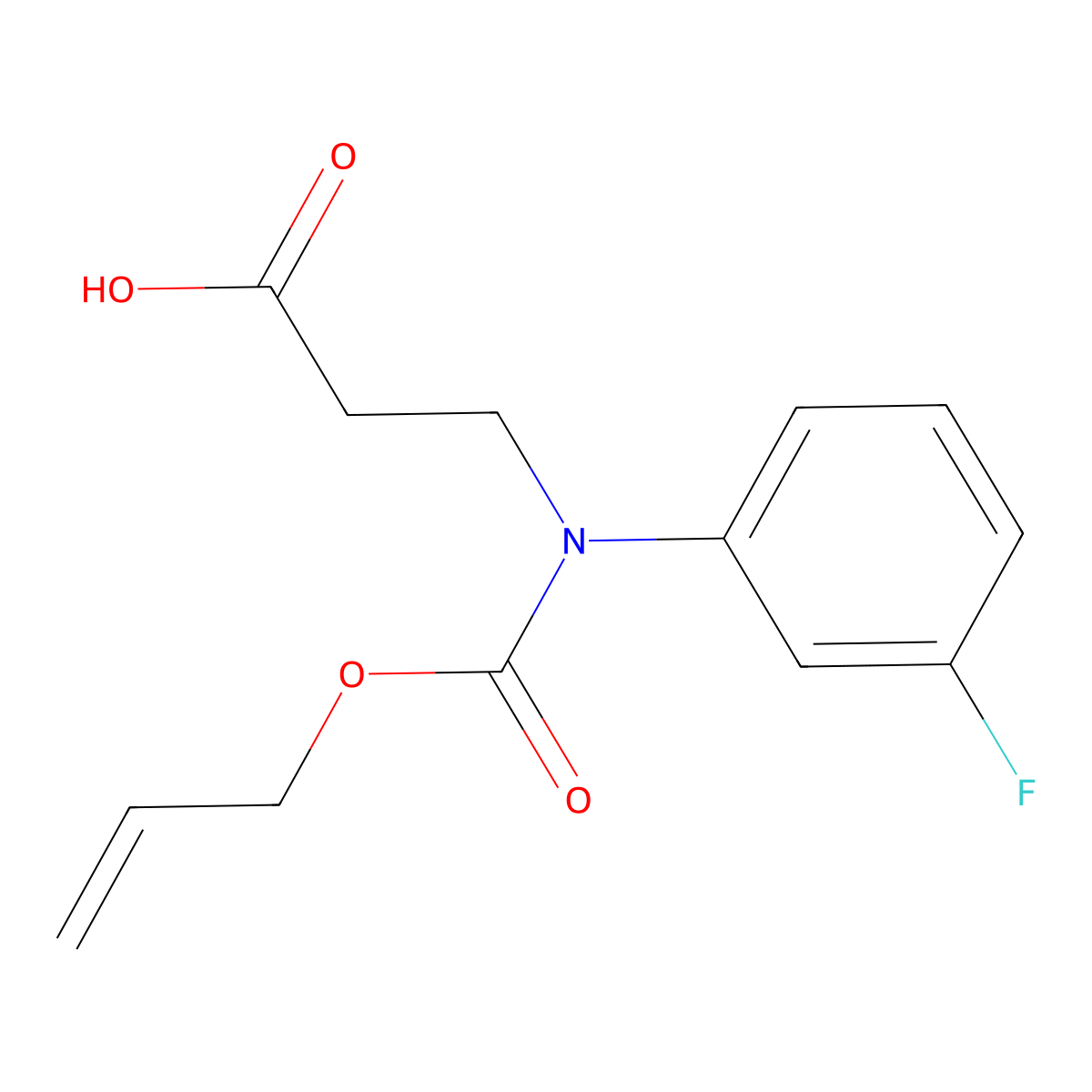 3-[(3-Fluorophenyl)[(prop-2-en-1-yloxy)carbonyl]amino]propanoic acid molecular structure, CAS 2680699-16-3