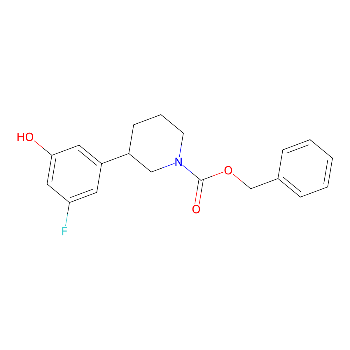 Benzyl 3-(3-fluoro-5-hydroxyphenyl)piperidine-1-carboxylate molecular structure, CAS 2680699-18-5