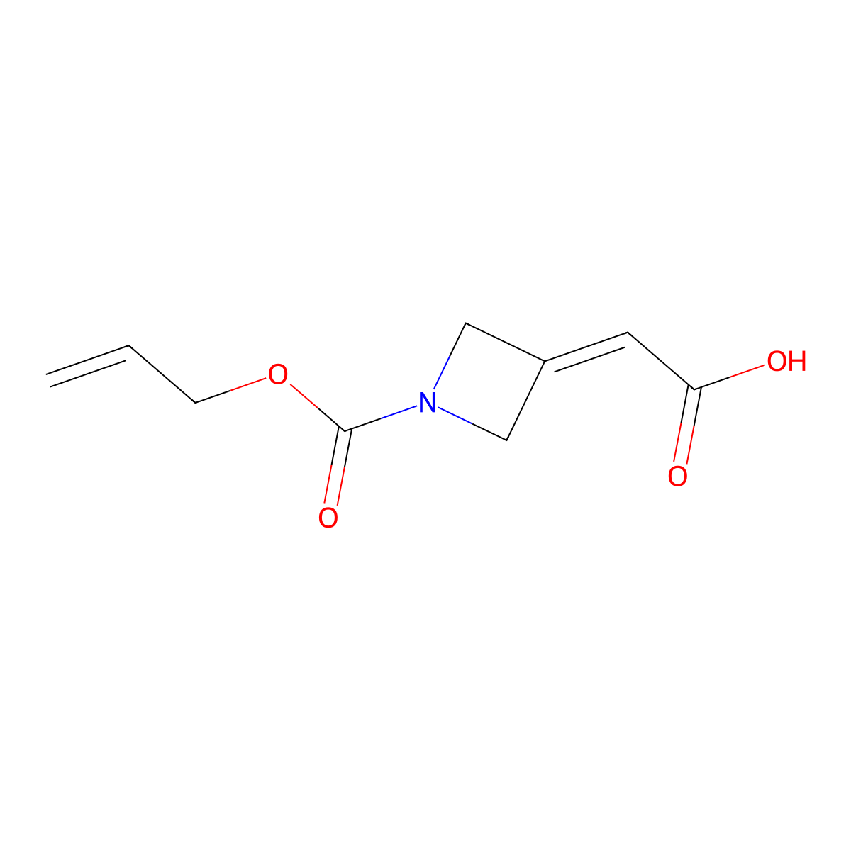 2-{1-[(Prop-2-en-1-yloxy)carbonyl]azetidin-3-ylidene}acetic acid molecular structure, CAS 2680699-20-9