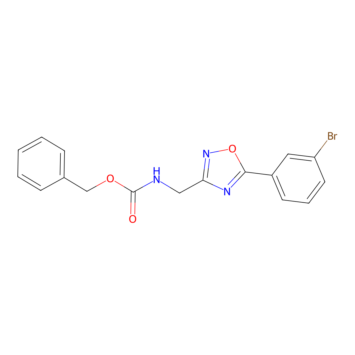 benzyl N-{[5-(3-bromophenyl)-1,2,4-oxadiazol-3-yl]methyl}carbamate molecular structure, CAS 2680699-27-6