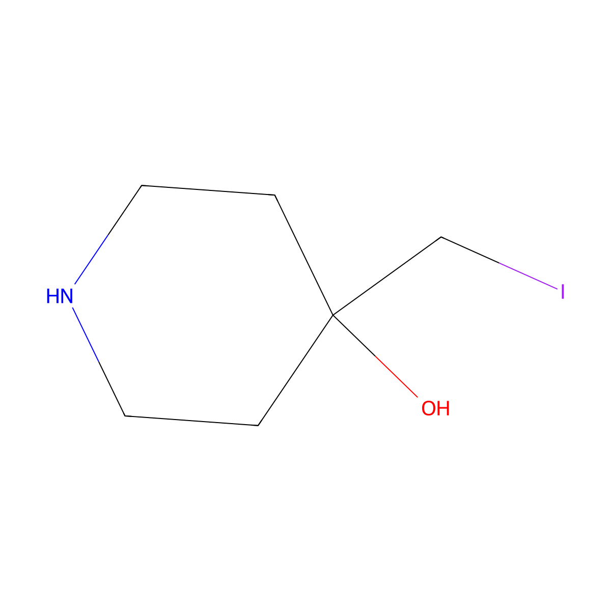 4-(Iodomethyl)piperidin-4-ol molecular structure, CAS 2680699-38-9