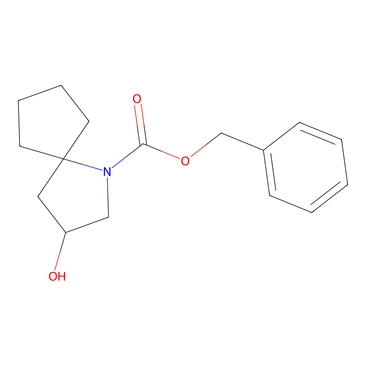 Benzyl 3-hydroxy-1-azaspiro[4.4]nonane-1-carboxylate molecular structure, CAS 2680699-43-6