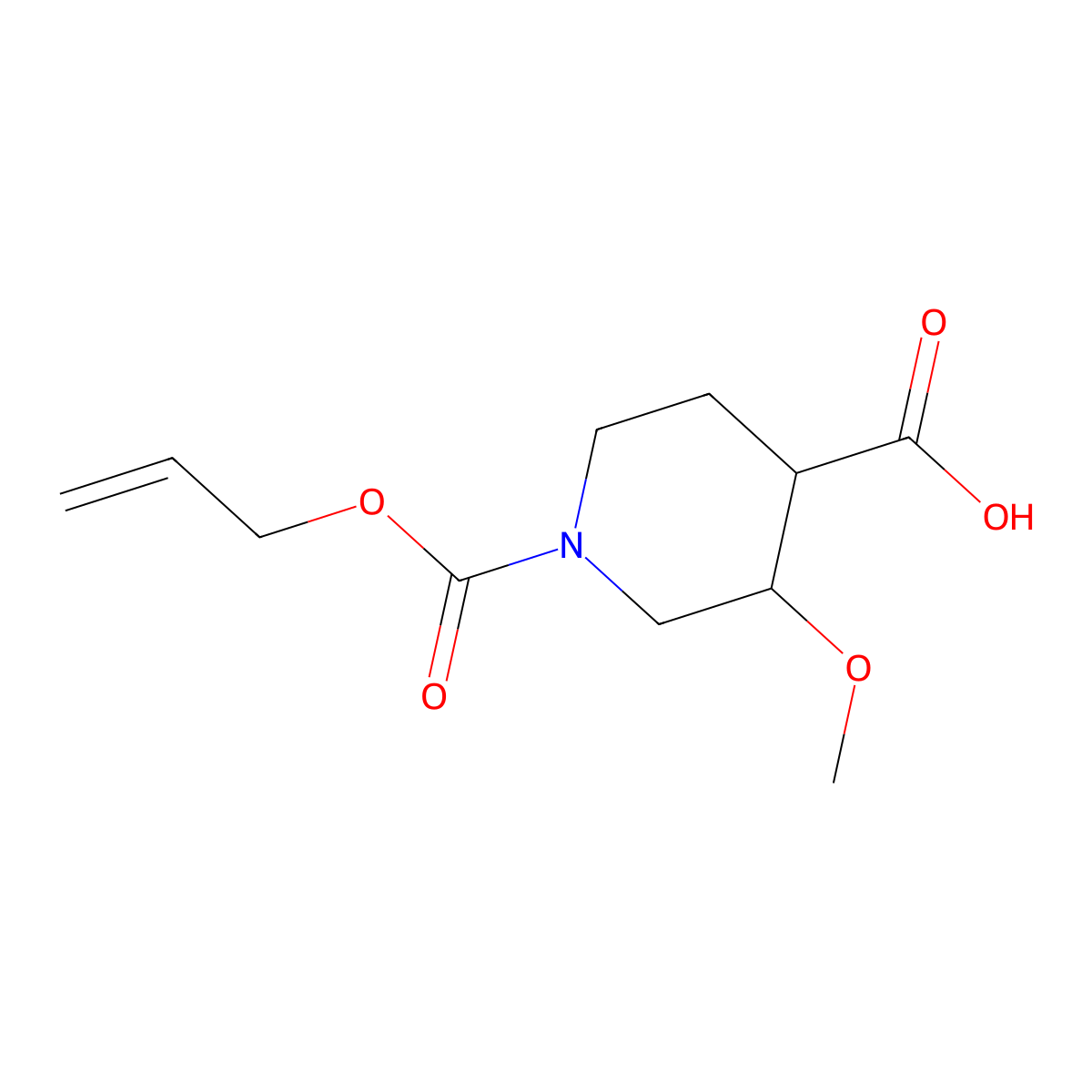 3-Methoxy-1-[(prop-2-en-1-yloxy)carbonyl]piperidine-4-carboxylic acid molecular structure, CAS 2680699-48-1