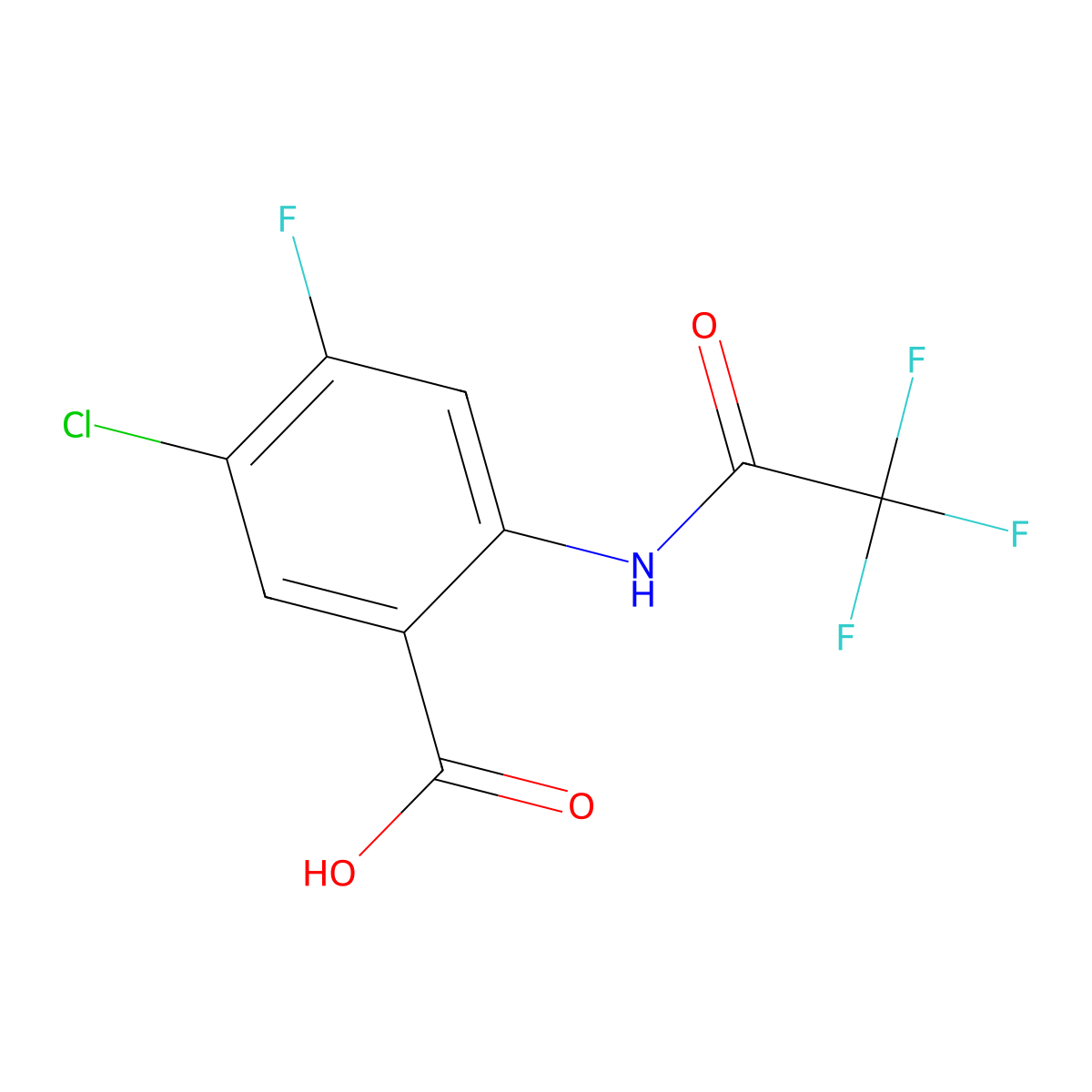 5-Chloro-4-fluoro-2-(2,2,2-trifluoroacetamido)benzoic acid molecular structure, CAS 2680699-53-8