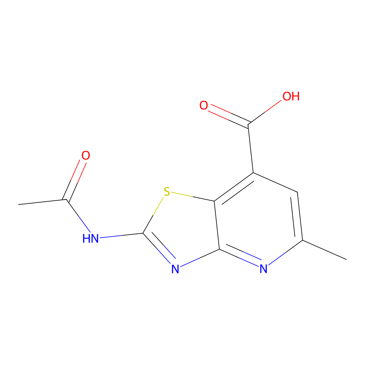 2-Acetamido-5-methyl-[1,3]thiazolo[4,5-b]pyridine-7-carboxylic acid molecular structure, CAS 2680699-54-9