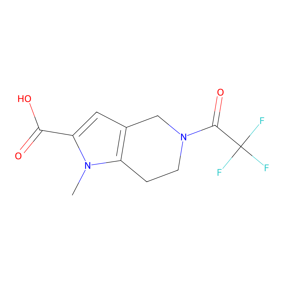 1-methyl-5-(2,2,2-trifluoroacetyl)-1H,4H,5H,6H,7H-pyrrolo[3,2-c]pyridine-2-carboxylic acid molecular structure, CAS 2680699-55-0