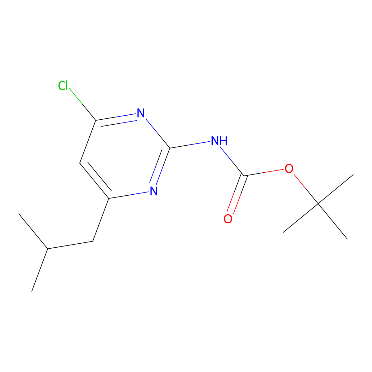 tert-butyl N-[4-chloro-6-(2-methylpropyl)pyrimidin-2-yl]carbamate molecular structure, CAS 2680699-60-7