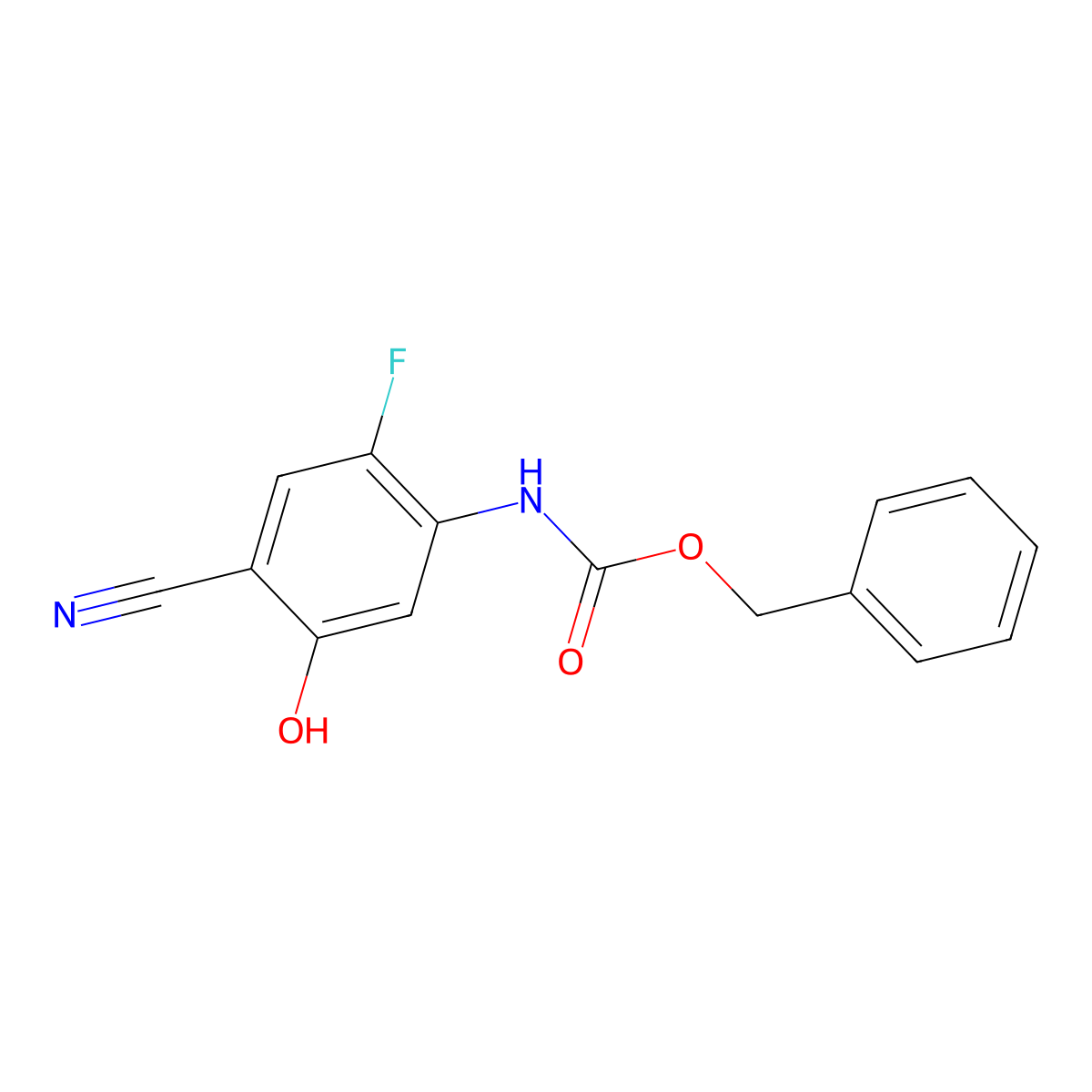 benzyl N-(4-cyano-2-fluoro-5-hydroxyphenyl)carbamate molecular structure, CAS 2680699-62-9