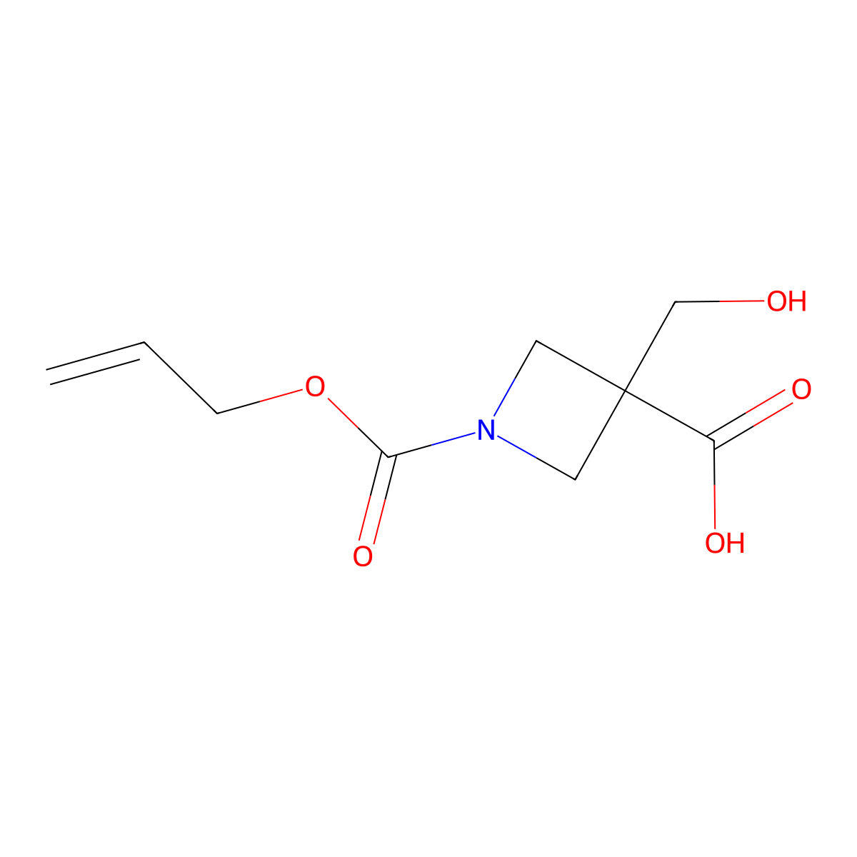 3-(Hydroxymethyl)-1-[(prop-2-en-1-yloxy)carbonyl]azetidine-3-carboxylic acid molecular structure, CAS 2680699-69-6