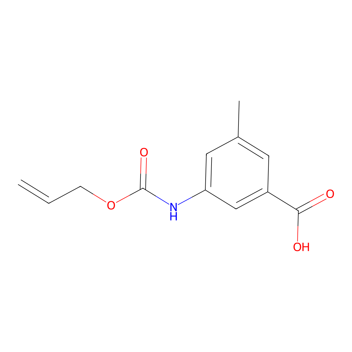 3-Methyl-5-{[(prop-2-en-1-yloxy)carbonyl]amino}benzoic acid molecular structure, CAS 2680699-82-3